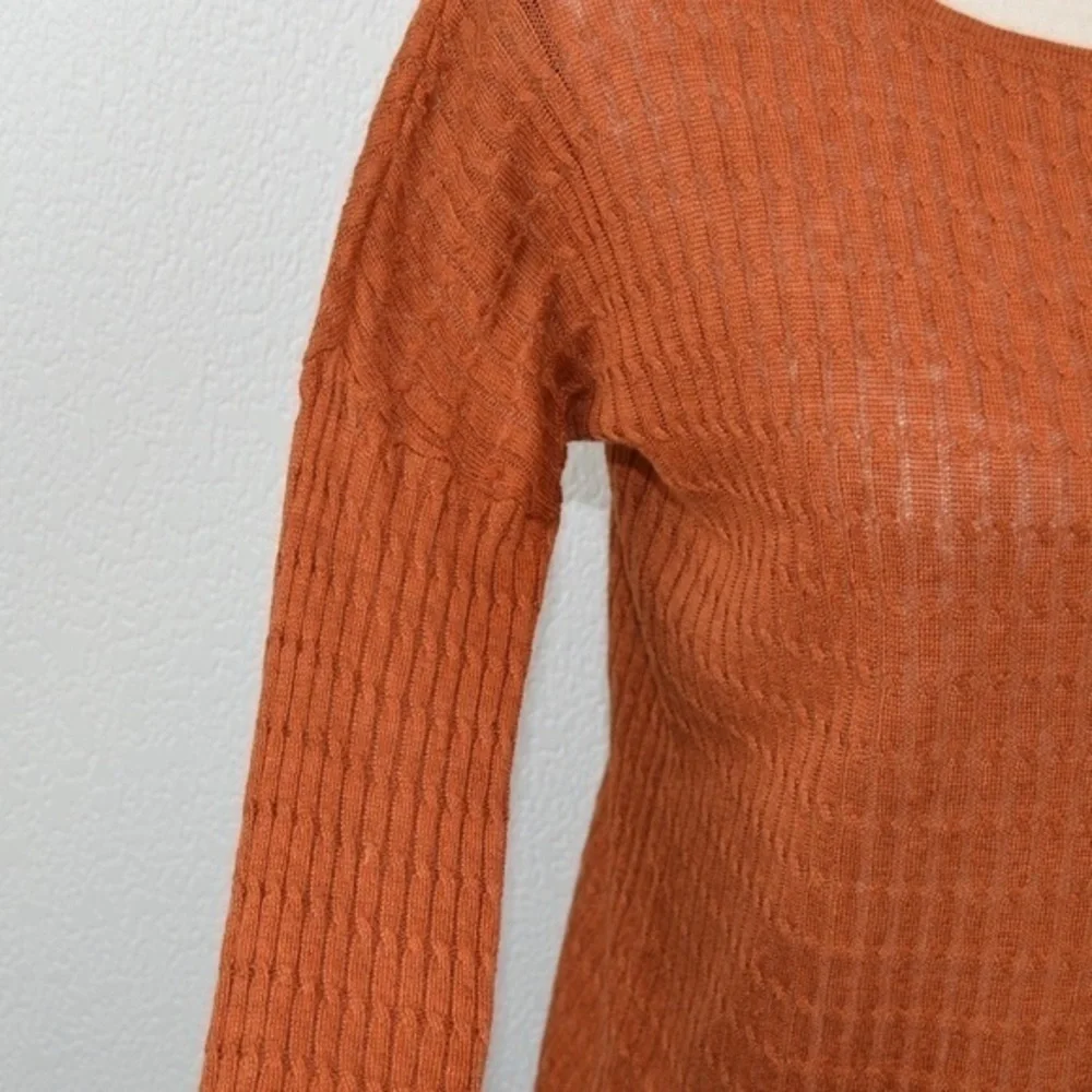 J Crew Waffle Weave Textured Lightweight Pullover Sweater Top Rust Color Size XS